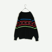 画像をギャラリービューアに読み込む, Neon color pattern knit sweater【A0672】