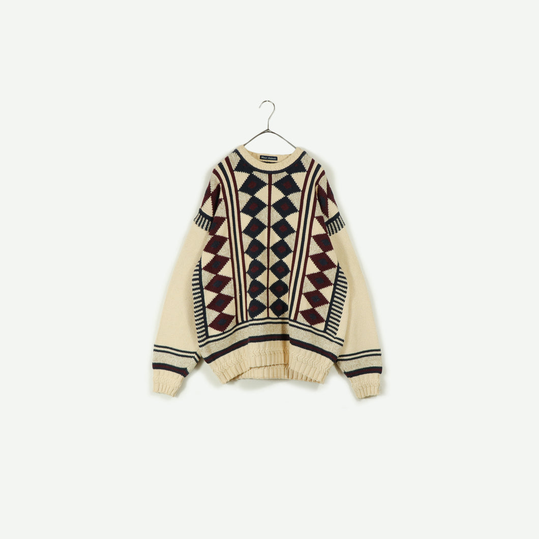Diamond pattern knit sweater【A0681】