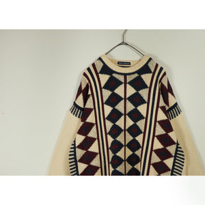 Diamond pattern knit sweater【A0681】