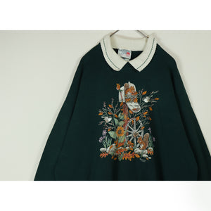 Collared print pullover【A0695】
