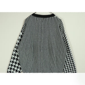Houndstooth pattern knit cardigan【A0700】