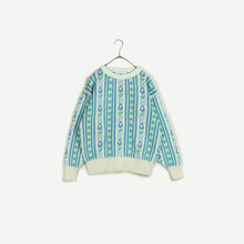 画像をギャラリービューアに読み込む, Flower pattern knit sweater【A0701】