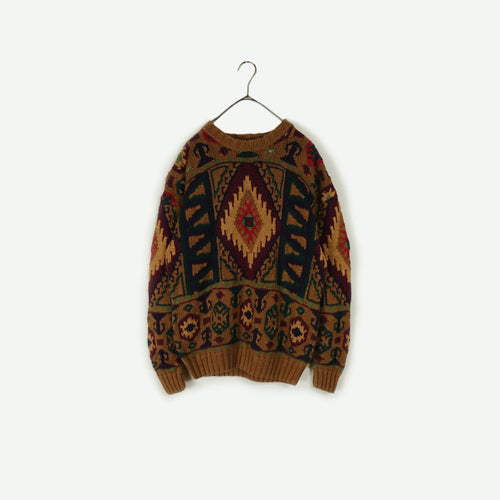 Pattern knit sweater【A0704】
