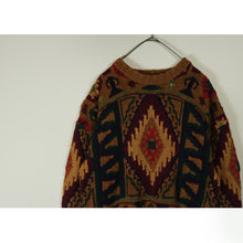 画像をギャラリービューアに読み込む, Pattern knit sweater【A0704】