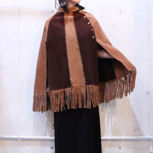 画像をギャラリービューアに読み込む, Fringe Leather Poncho【B0152】