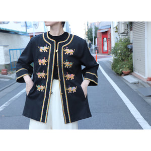 Elephant embroidered jacket【B0232】