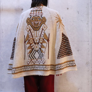 Native pattern knit poncho【B0263】