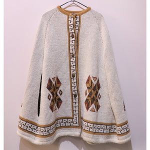 Native pattern knit poncho【B0263】