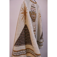 画像をギャラリービューアに読み込む, Native pattern knit poncho【B0263】