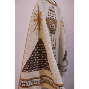 Native pattern knit poncho【B0263】