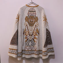 画像をギャラリービューアに読み込む, Native pattern knit poncho【B0263】
