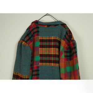 Check pattern wool mix jacket【B0338】