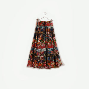 Switching flower long skirt【C0342】