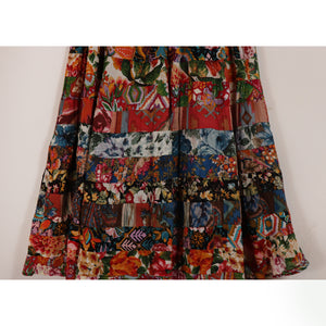 Switching flower long skirt【C0342】