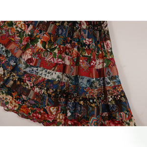 Switching flower long skirt【C0342】
