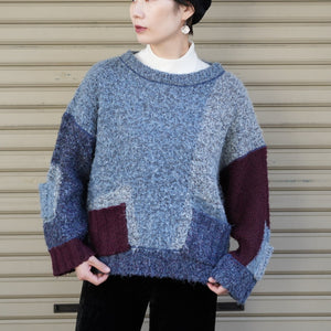 Switching knit sweater【A0670】