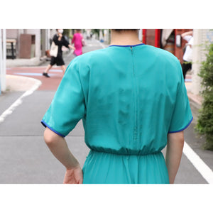 Half sleeve bluegreen onepiece【E0169】